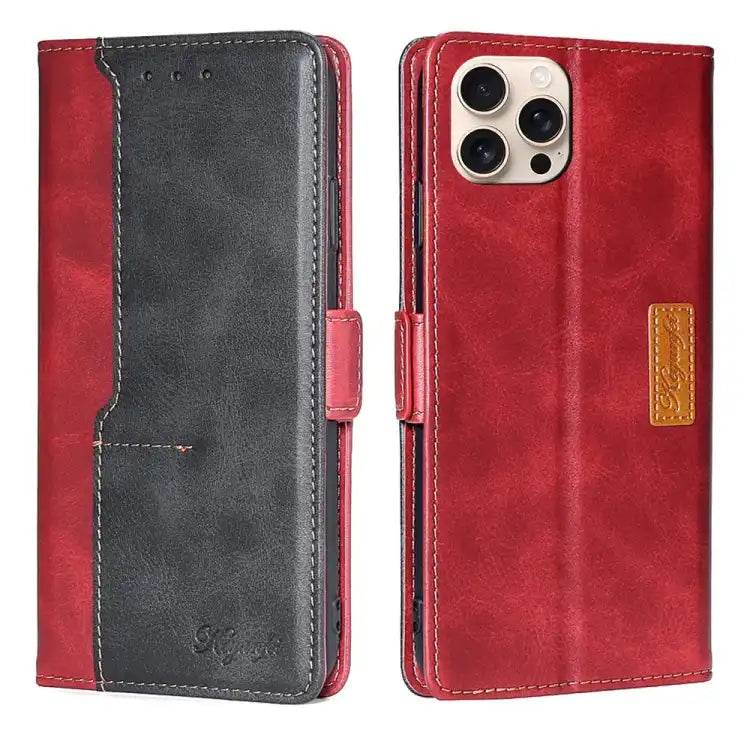 Contrast Color Side Buckle Leather Phone Case
