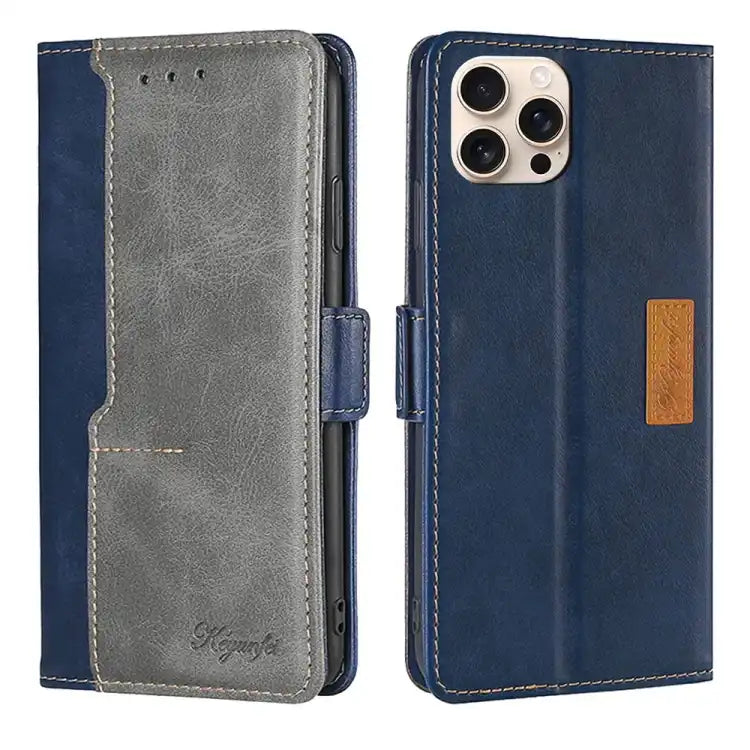 Contrast Color Side Buckle Leather Phone Case