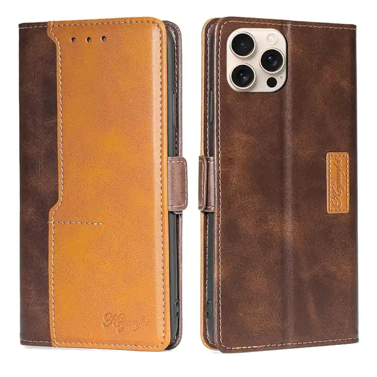 Contrast Color Side Buckle Leather Phone Case