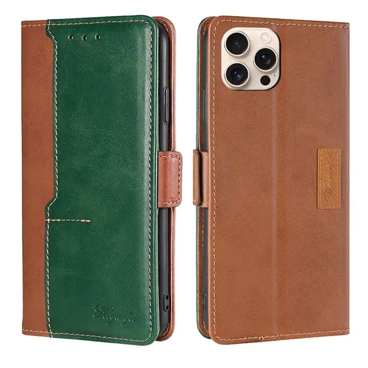 Contrast Color Side Buckle Leather Phone Case