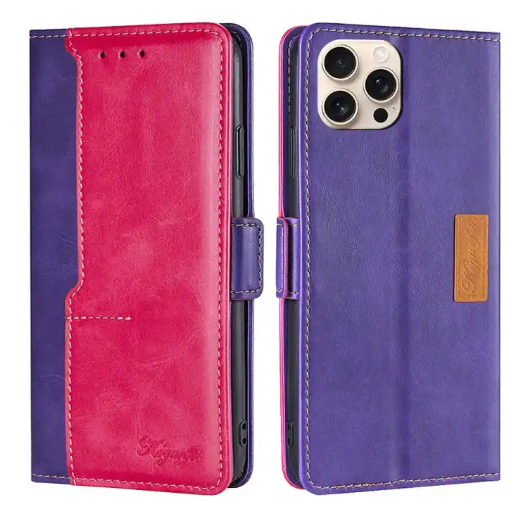 Contrast Color Side Buckle Leather Phone Case