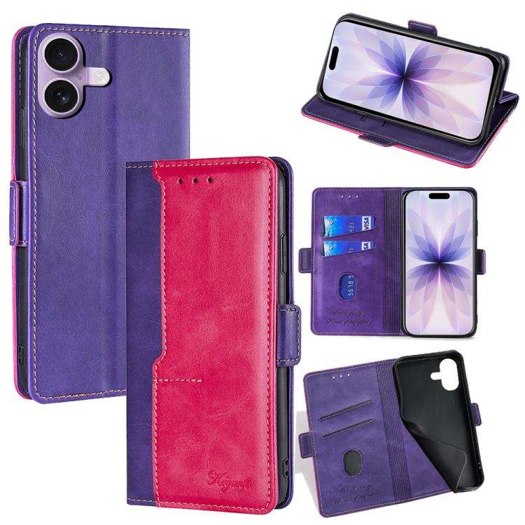 Contrast Color Side Buckle Leather Phone Case