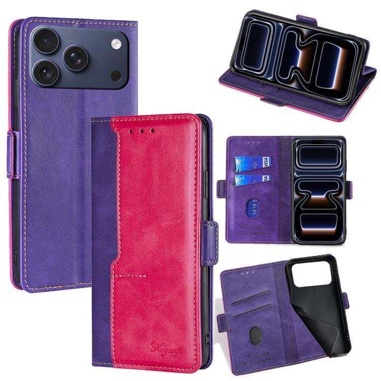 Contrast Color Side Buckle Leather Phone Case