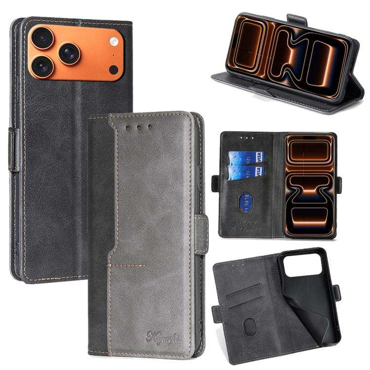 Contrast Color Side Buckle Leather Phone Case