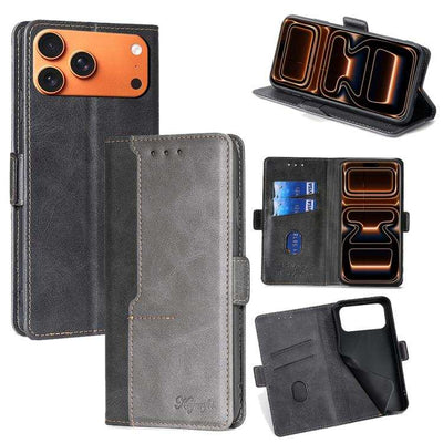 Contrast Color Side Buckle Leather Phone Case