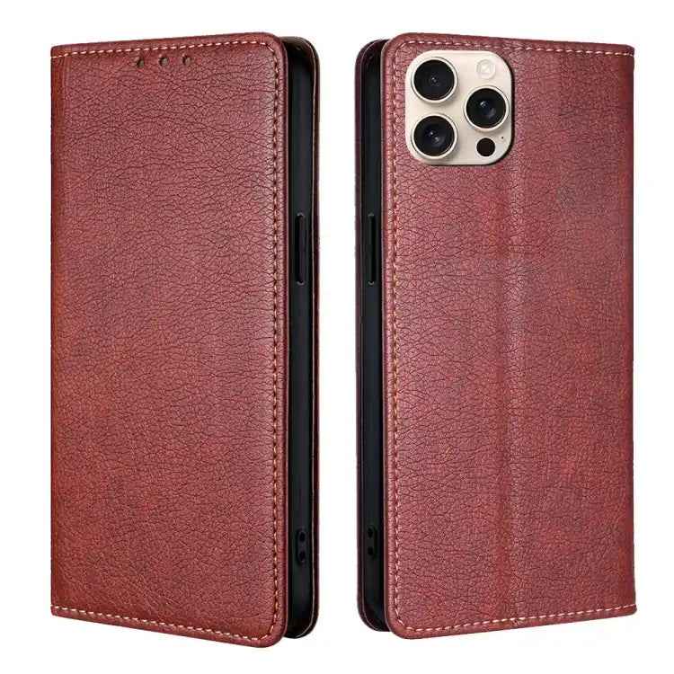 Gloss Oil Solid Color Magnetic Leather Phone Case
