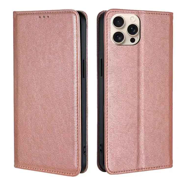 Gloss Oil Solid Color Magnetic Leather Phone Case