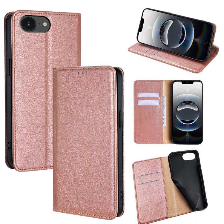 Gloss Oil Solid Color Magnetic Leather Phone Case