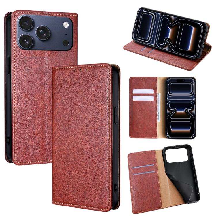 Gloss Oil Solid Color Magnetic Leather Phone Case