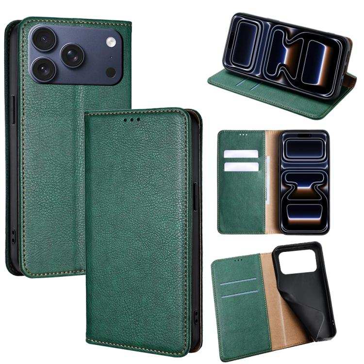 Gloss Oil Solid Color Magnetic Leather Phone Case