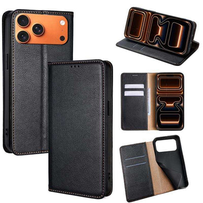 Gloss Oil Solid Color Magnetic Leather Phone Case