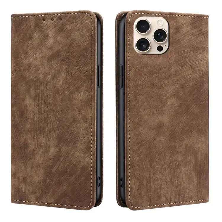 RFID Anti-theft Brush Magnetic Leather Phone Case