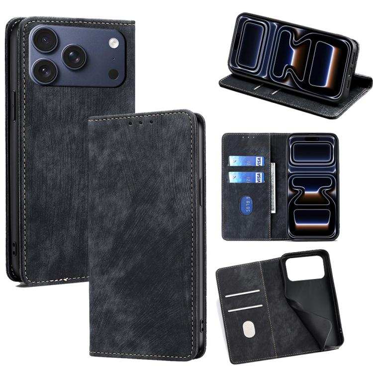 RFID Anti-theft Brush Magnetic Leather Phone Case