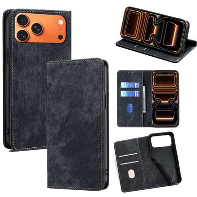 RFID Anti-theft Brush Magnetic Leather Phone Case