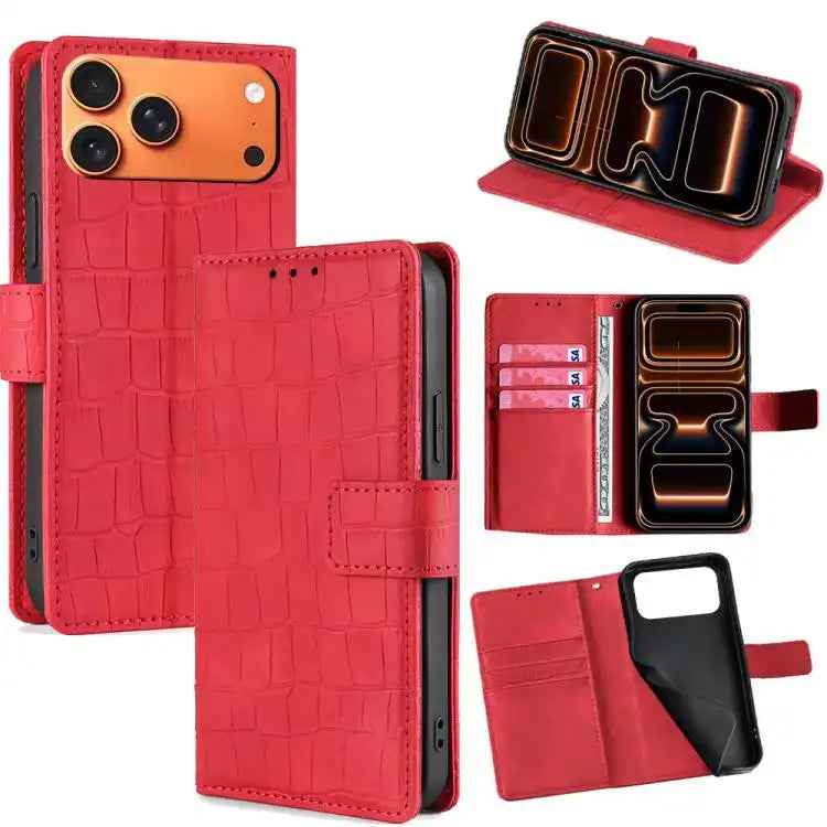 Skin Feel Crocodile Magnetic Clasp Leather Phone Case
