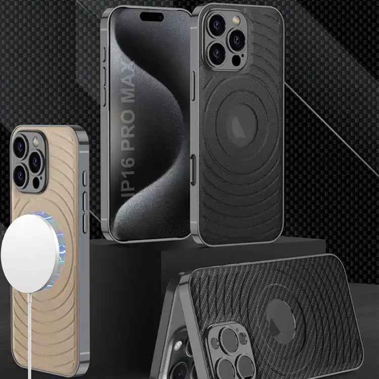 GKK Plating Leather Wave MagSafe Phone Case