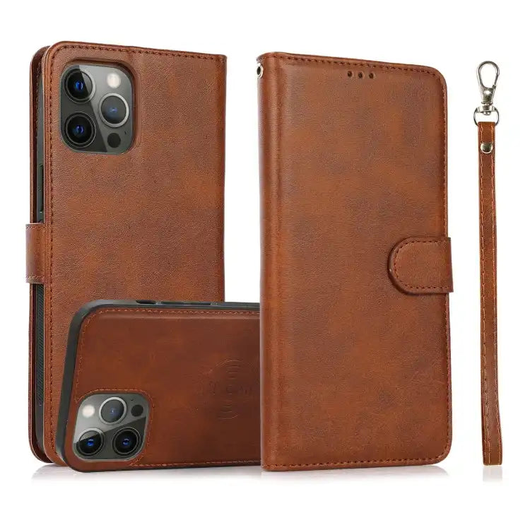 Calf Texture 2 in 1 Detachable Magnetic Back Cover Leather Case