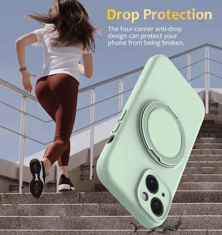 Liquid Silicone MagSafe Phone Case with Rotating Holder