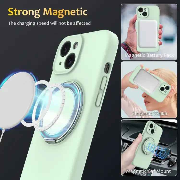 Liquid Silicone MagSafe Phone Case with Rotating Holder