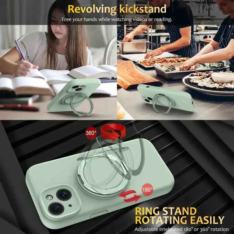 Liquid Silicone MagSafe Phone Case with Rotating Holder