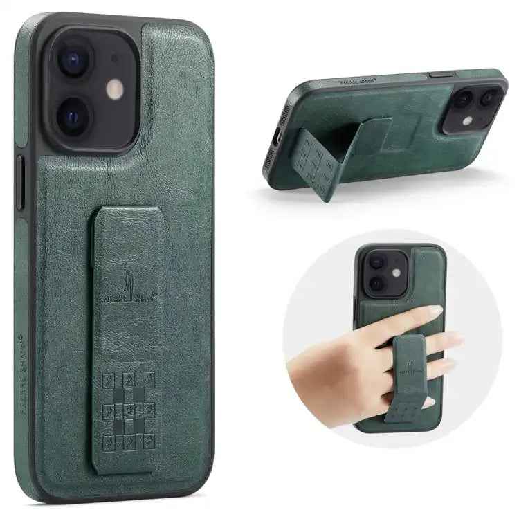Fierre Shann Oil Wax Cow Leather Holder Back Phone Case