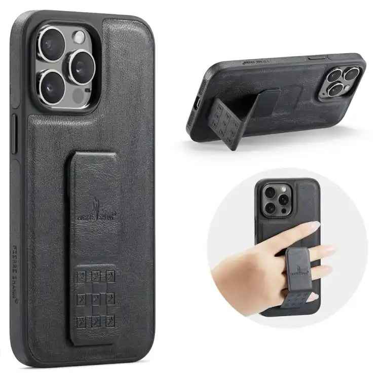 Fierre Shann Oil Wax Cow Leather Holder Back Phone Case