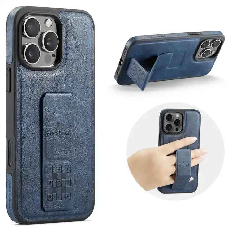 Fierre Shann Oil Wax Cow Leather Holder Back Phone Case