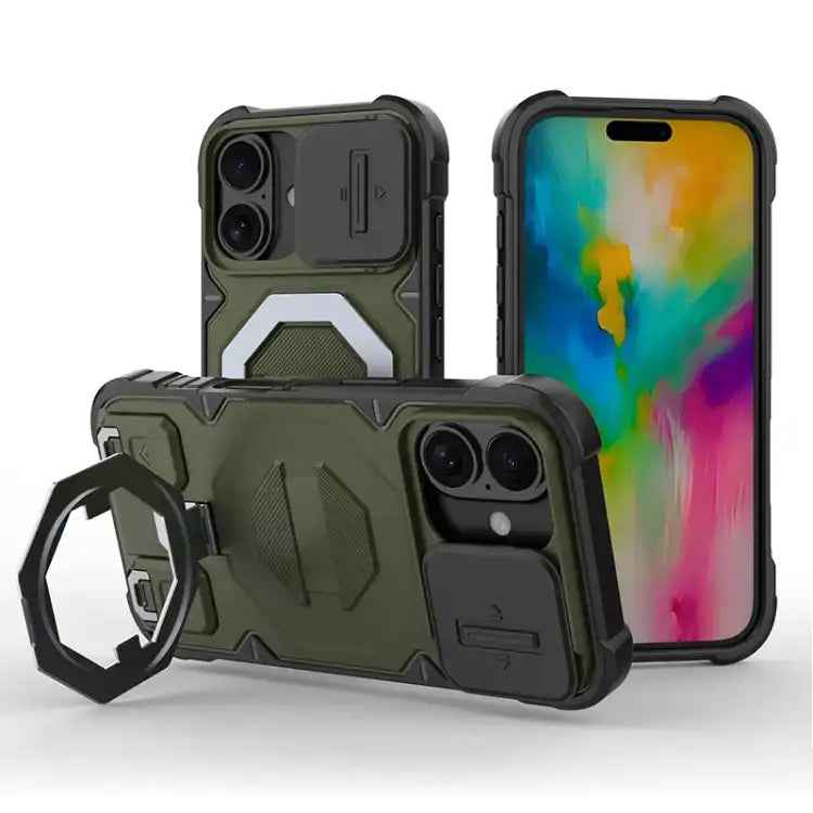 Camera Shield Armor MagSafe Holder Phone Case with Strap