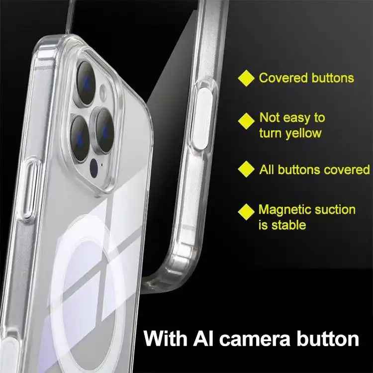 Camera Control AI Button Full Coverage MagSafe Magnetic Clear Phone Case
