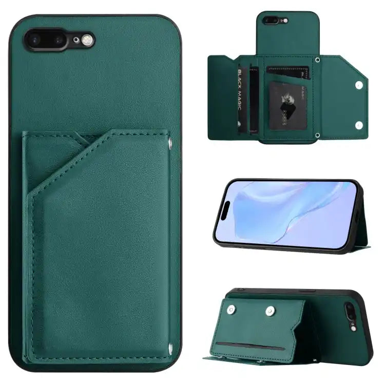 Skin Feel Four Card Slots Phone Case with Wrist Strap