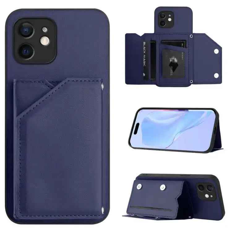 Skin Feel Four Card Slots Phone Case with Wrist Strap