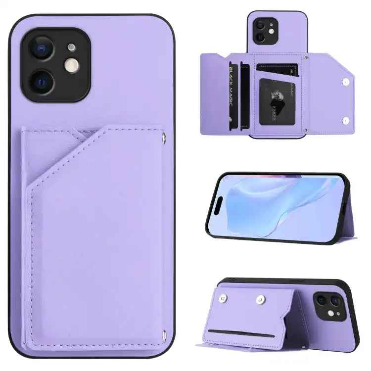 Skin Feel Four Card Slots Phone Case with Wrist Strap