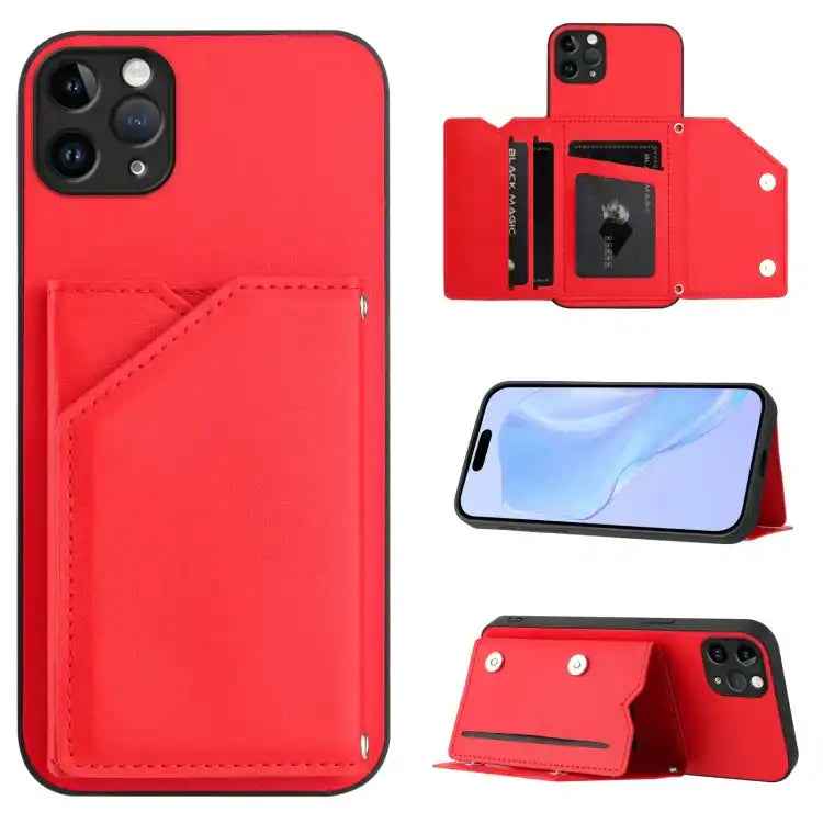 Skin Feel Four Card Slots Phone Case with Wrist Strap