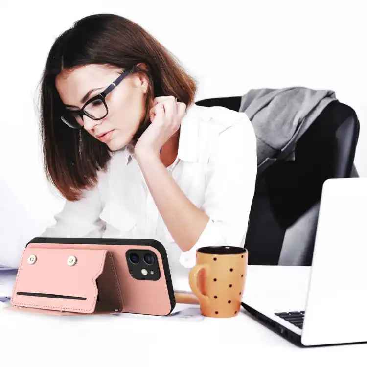 Skin Feel Four Card Slots Phone Case with Wrist Strap