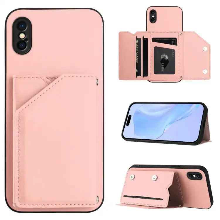 Skin Feel Four Card Slots Phone Case with Wrist Strap