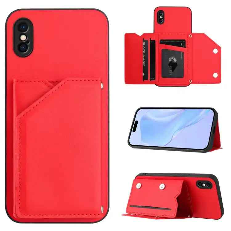 Skin Feel Four Card Slots Phone Case with Wrist Strap