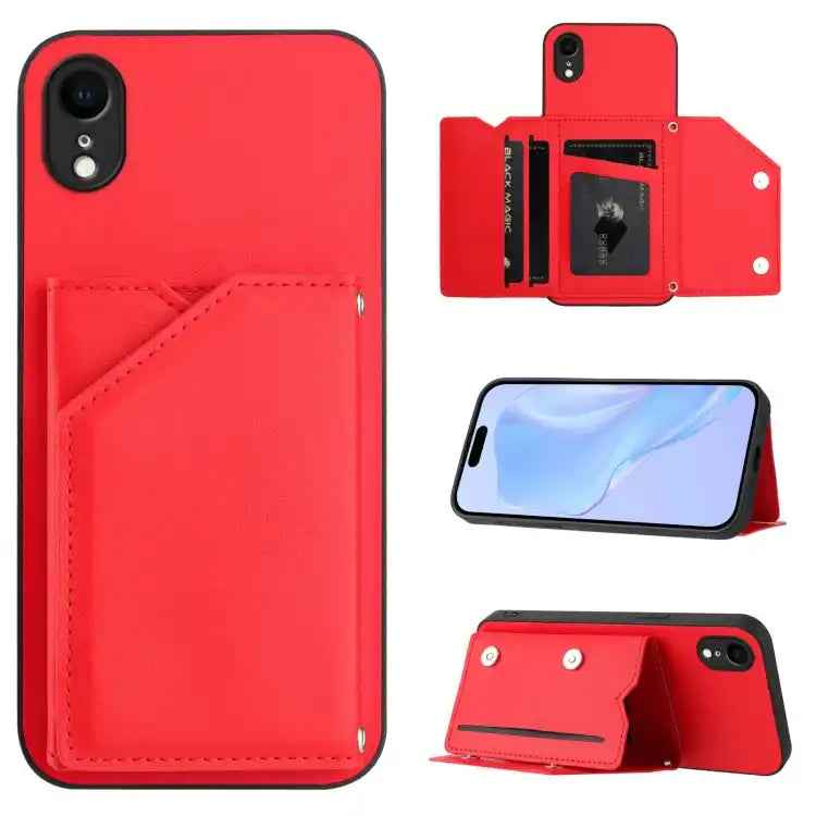 Skin Feel Four Card Slots Phone Case with Wrist Strap