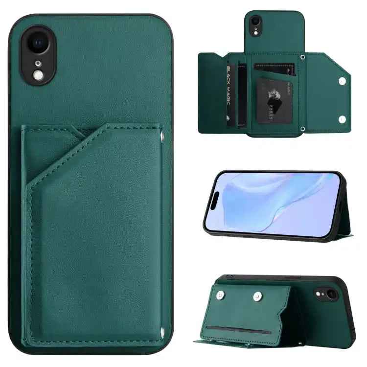 Skin Feel Four Card Slots Phone Case with Wrist Strap