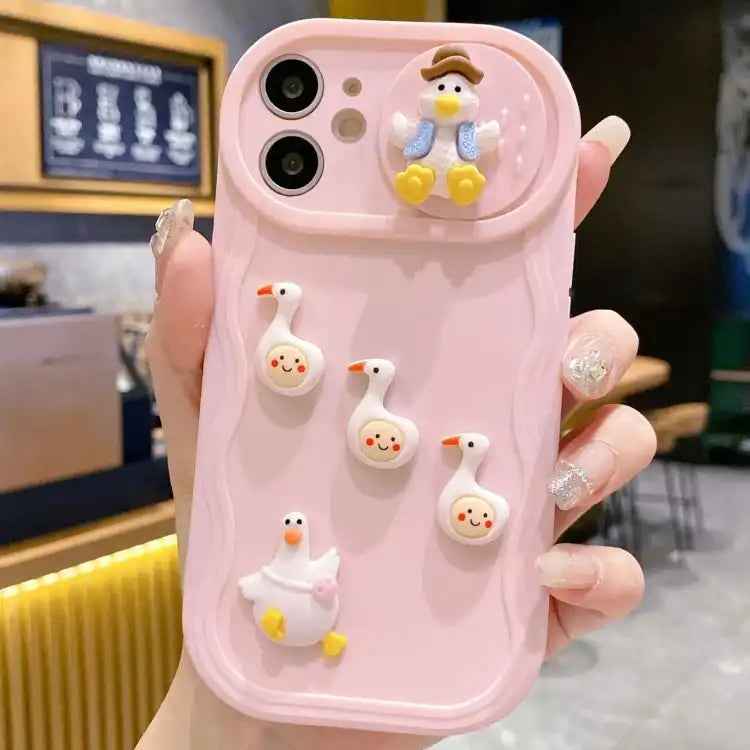 Creative 3D Duck Design Sliding Window Full Coverage Phone Case