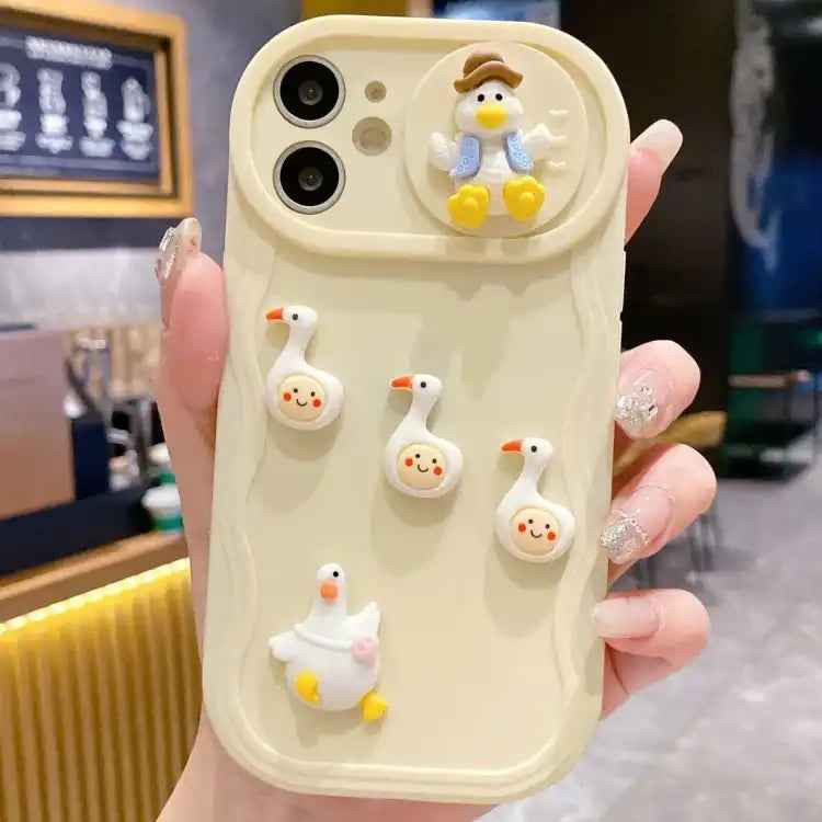 Creative 3D Duck Design Sliding Window Full Coverage Phone Case