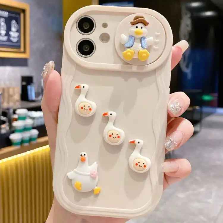Creative 3D Duck Design Sliding Window Full Coverage Phone Case