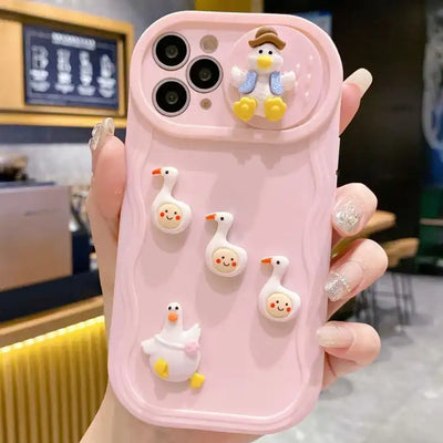 Creative 3D Duck Design Sliding Window Full Coverage Phone Case