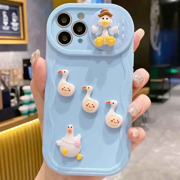 Creative 3D Duck Design Sliding Window Full Coverage Phone Case