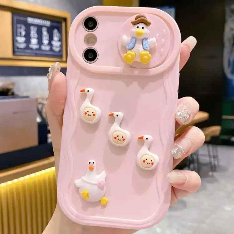 Creative 3D Duck Design Sliding Window Full Coverage Phone Case