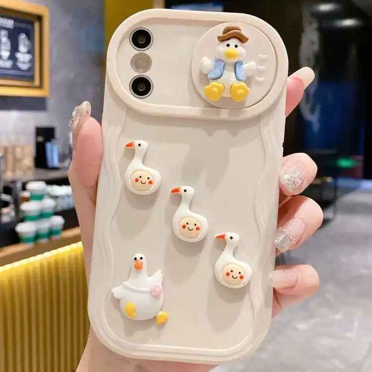 Creative 3D Duck Design Sliding Window Full Coverage Phone Case
