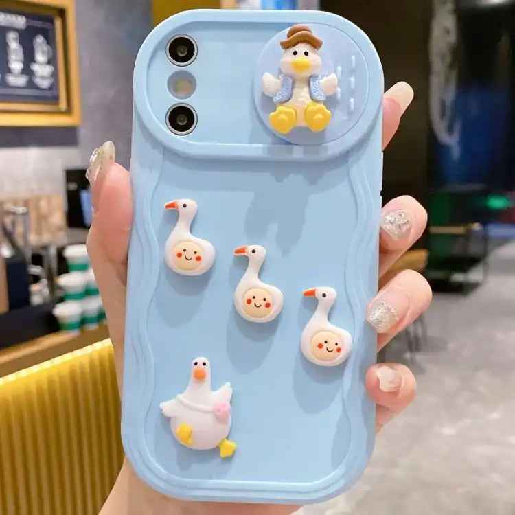 Creative 3D Duck Design Sliding Window Full Coverage Phone Case
