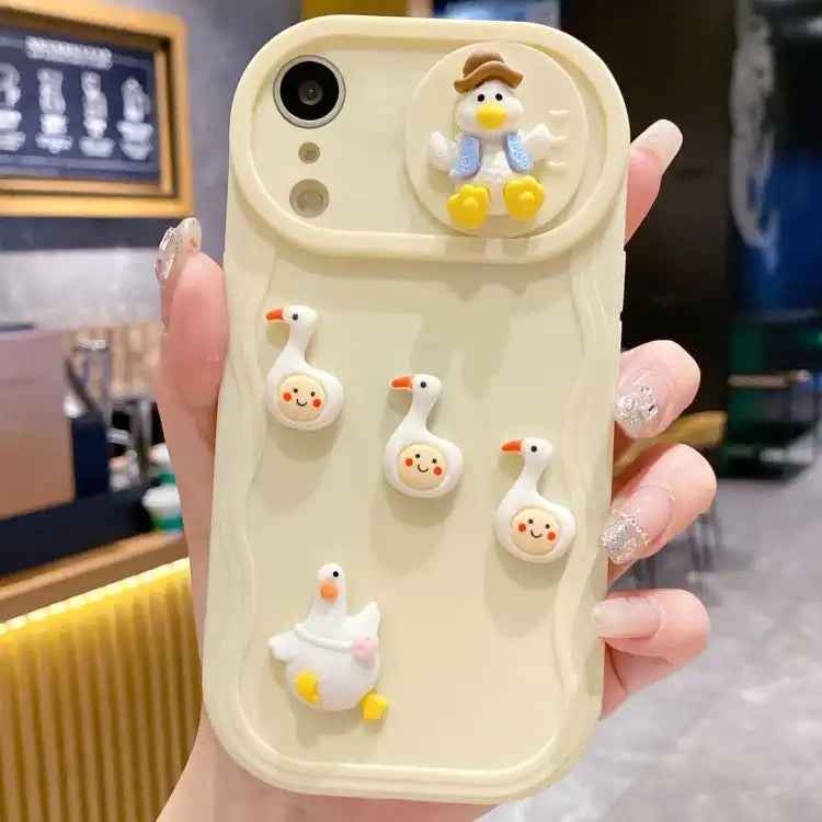 Creative 3D Duck Design Sliding Window Full Coverage Phone Case