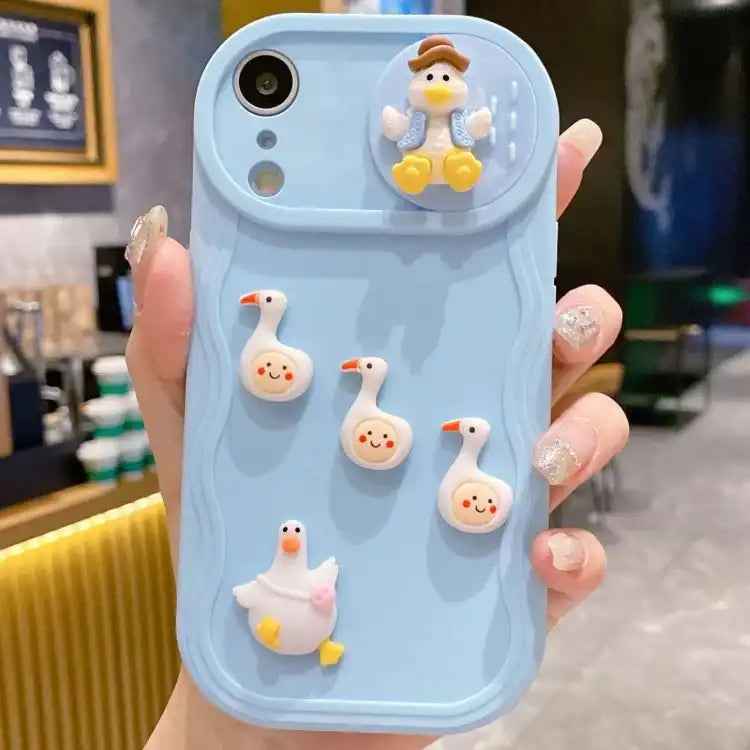 Creative 3D Duck Design Sliding Window Full Coverage Phone Case