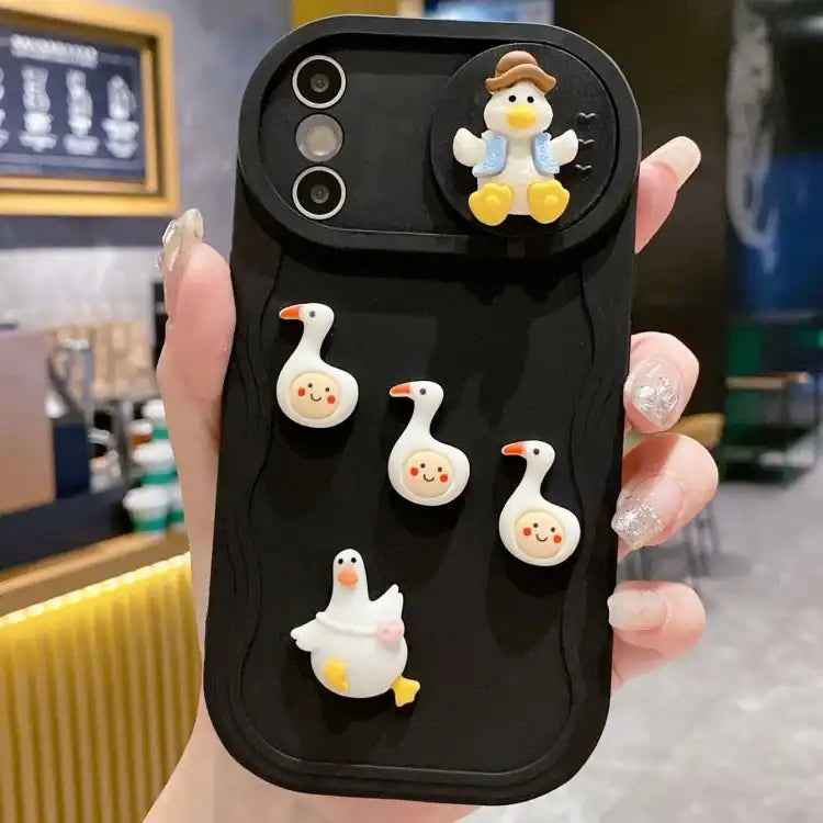 Creative 3D Duck Design Sliding Window Full Coverage Phone Case
