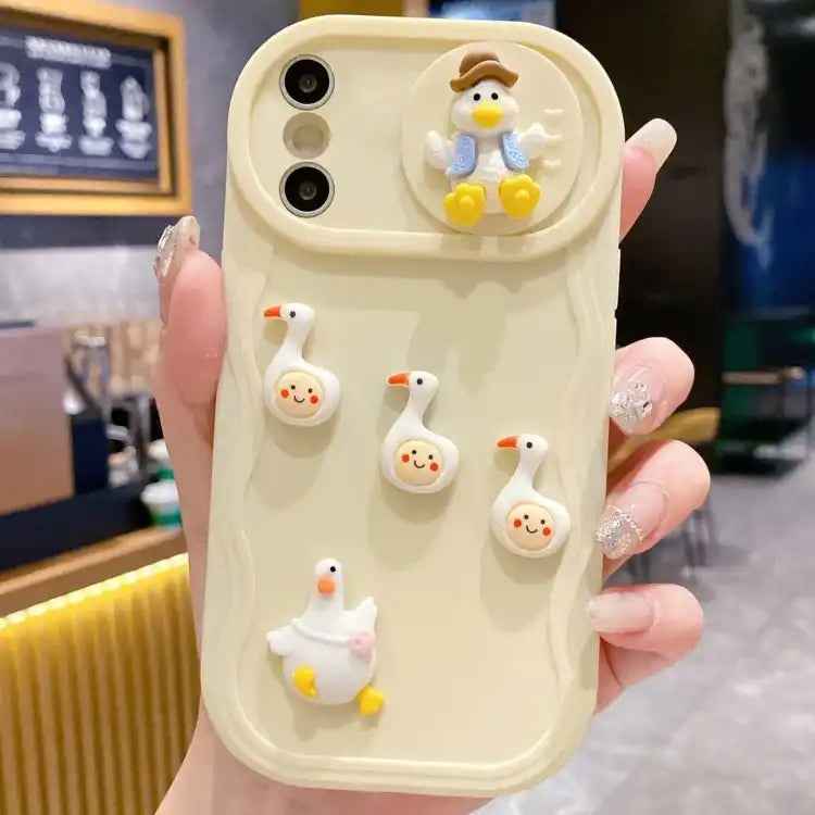 Creative 3D Duck Design Sliding Window Full Coverage Phone Case